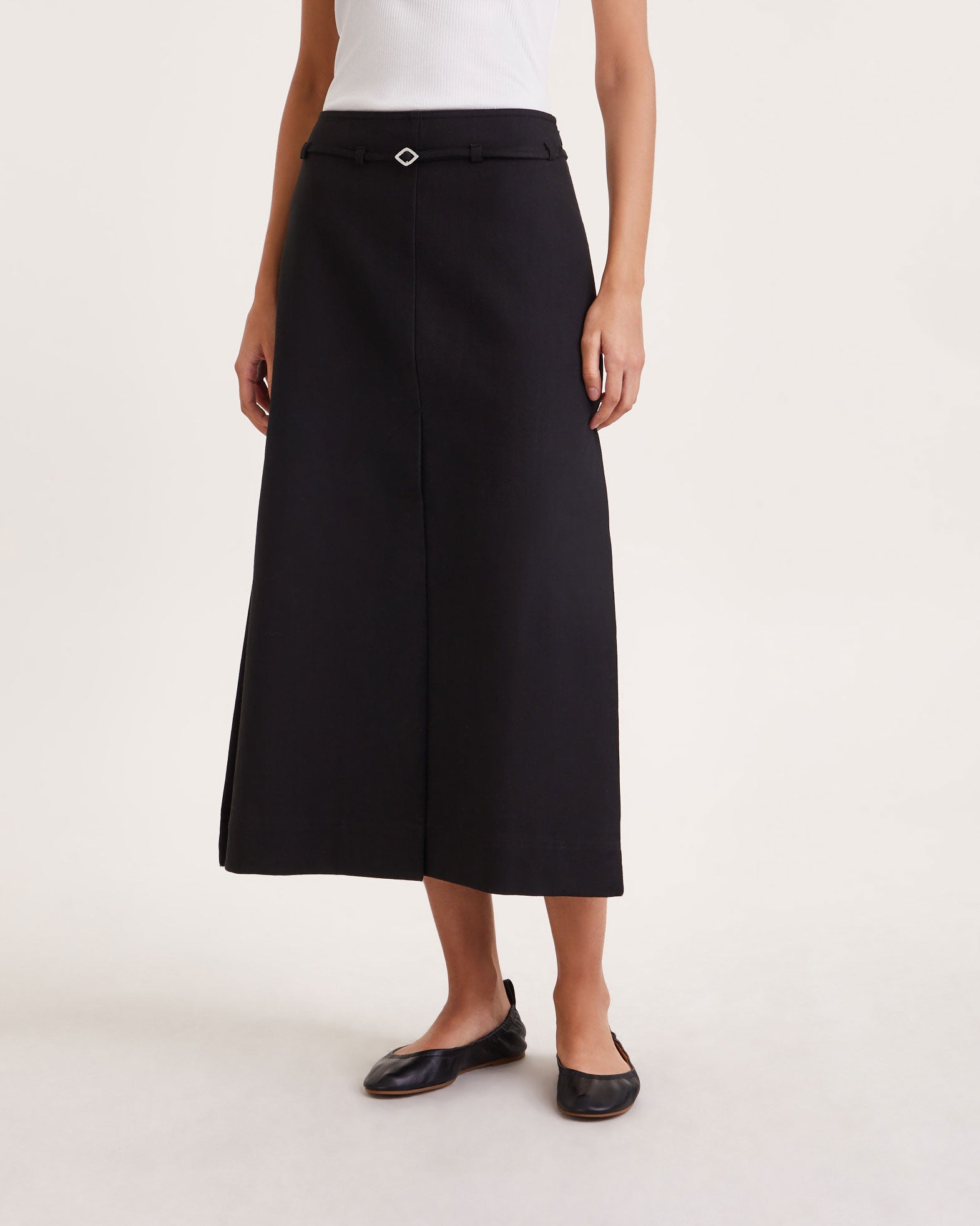 Ganni Skirt Cotton Suiting Maxi Slit Black von Ganni