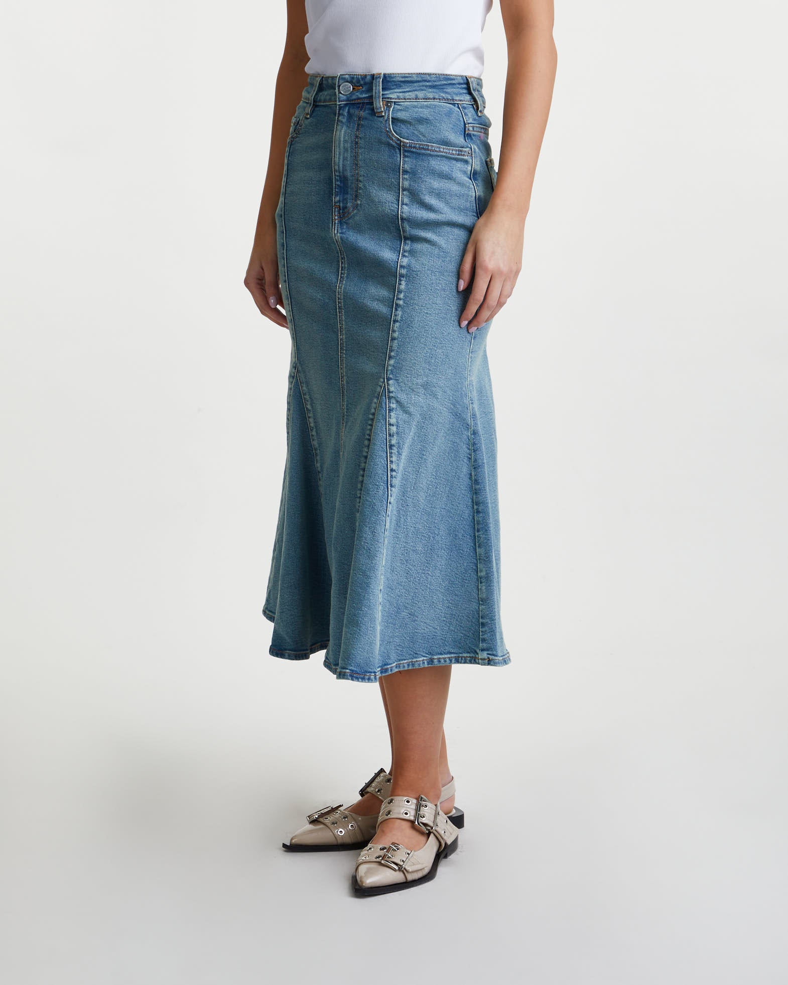 Ganni Skirt Tint Denim Peplum Light denim von Ganni