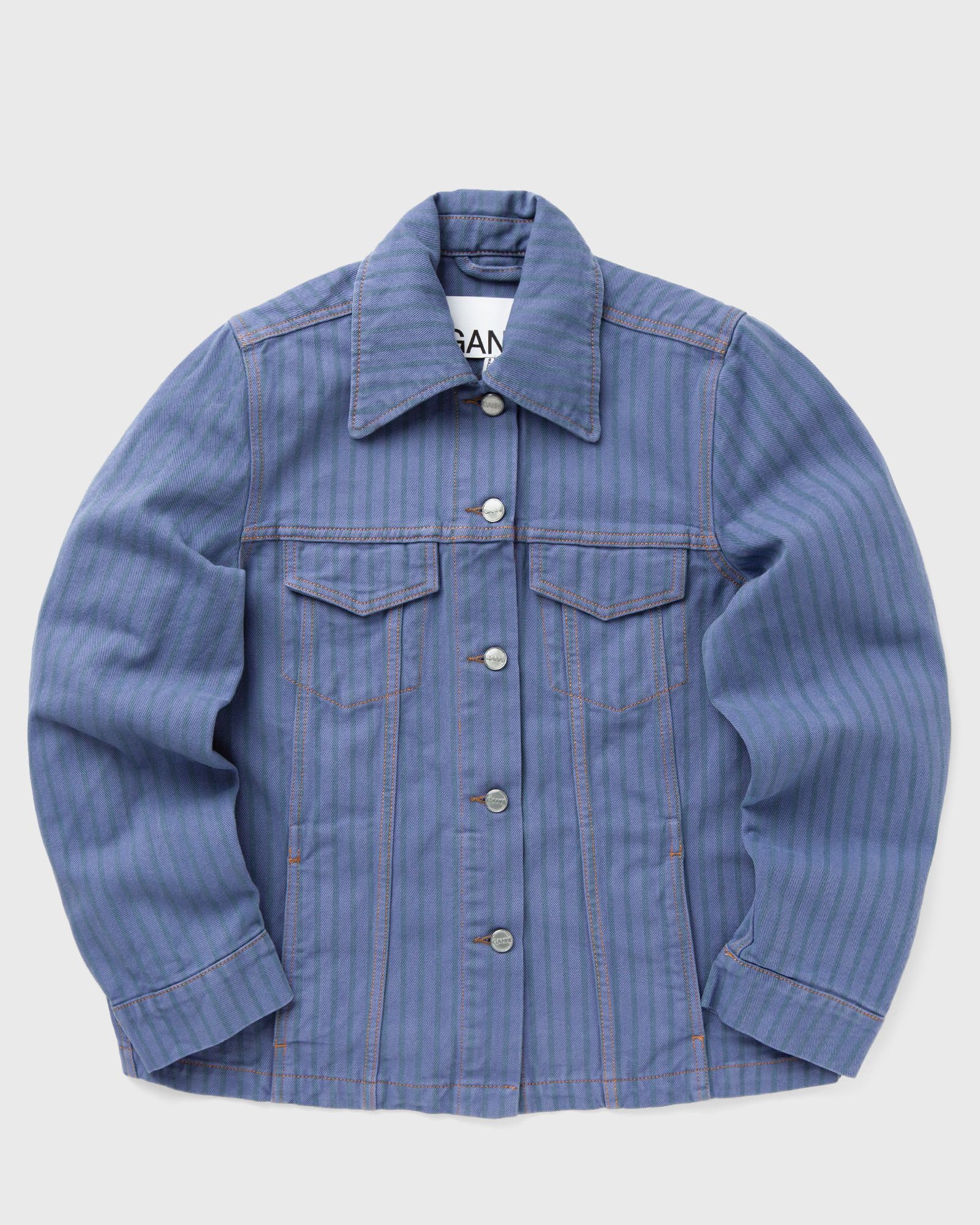 Ganni Stripe Overdyed Denim Jacket women Denim Jackets blue in Größe:L Ganni Stripe Overdyed Denim Jacket women Denim Jackets blue in Größe:L von Ganni