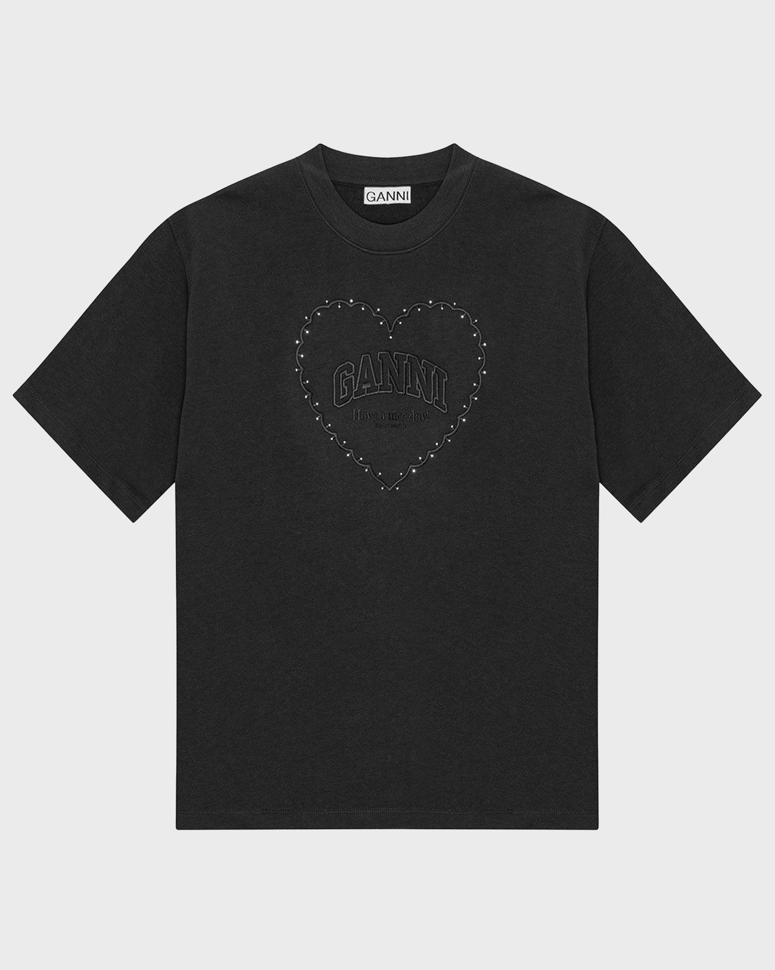 Ganni T-shirt Heavy Cotton Jersey Heart Phantom von Ganni