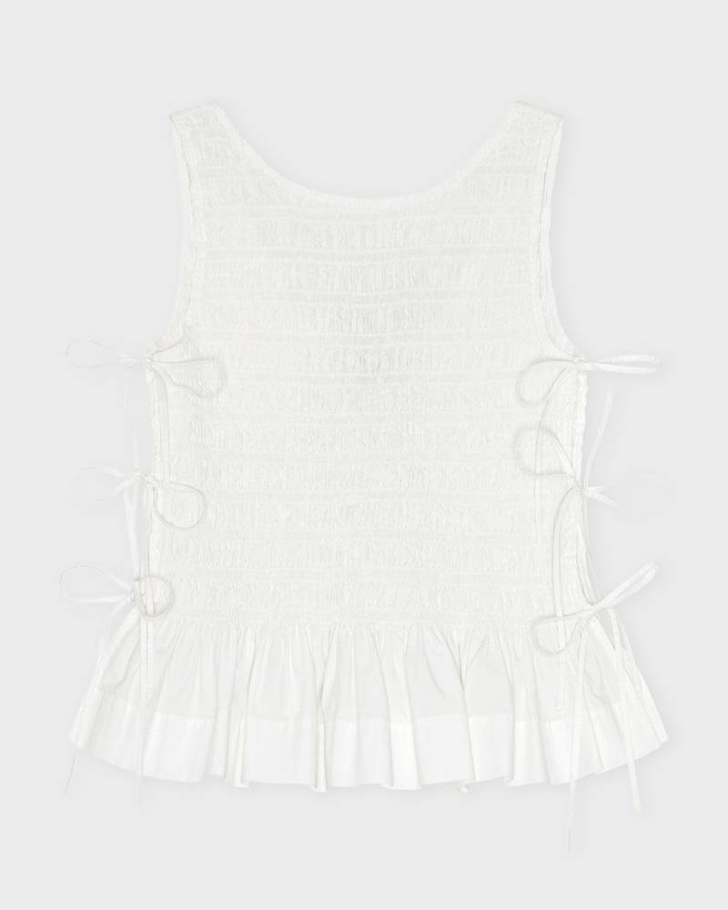 Ganni Top Cotton Poplin Smock Tie String White von Ganni