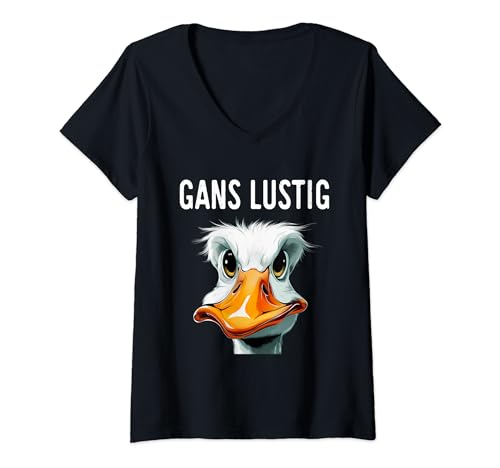 Damen Gans Lustig Grooviges Gänsezüchter Gans & Lustiges Gänse T-Shirt mit V-Ausschnitt von Gans Entzückende Gänse Shirts für Verrückte Gänse