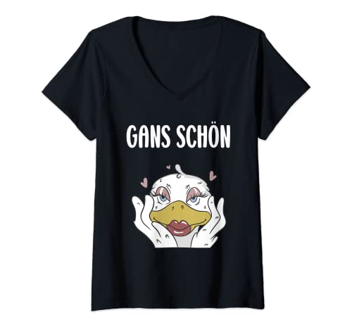 Damen Gans schön - Gans und Gänse T-Shirt mit V-Ausschnitt Damen Gans schön - Gans und Gänse T-Shirt mit V-Ausschnitt von Gans viele Gänse Designs