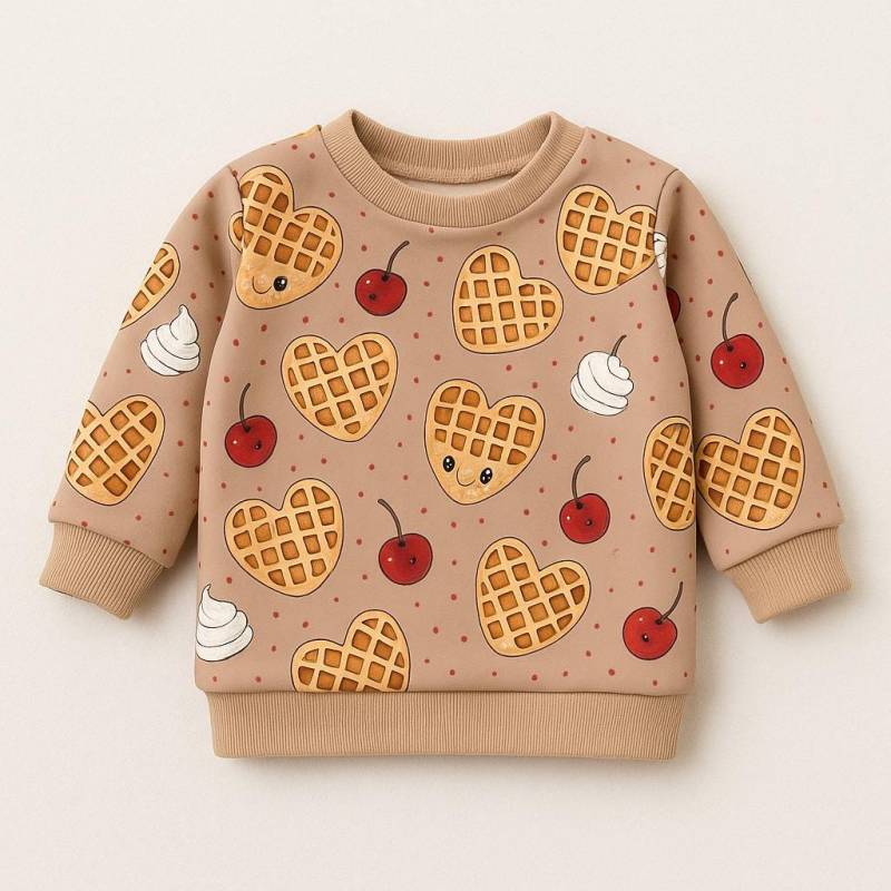 Baby Pullover „Süße Herzwaffeln" - Bio French Terry Sweatshirt Handgemachter Kinderpullover Mit Waffel & Kirschen Motiv Geschenk Baby Pullover „Süße Herzwaffeln" - Bio French Terry Sweatshirt Handgemachter Kinderpullover Mit Waffel & Kirschen Motiv Geschenk von GanskleinbyDenise