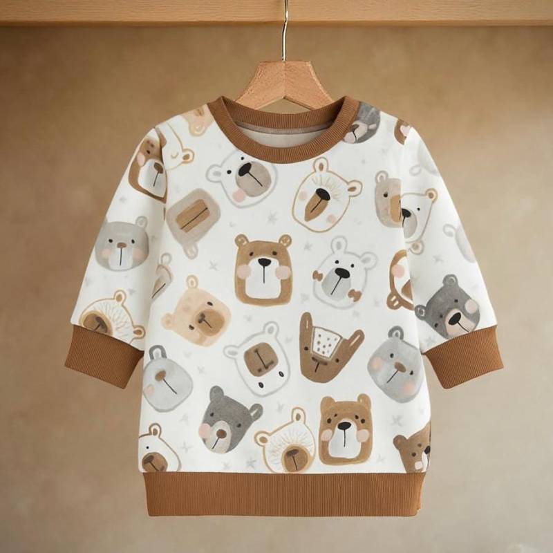Baby Pullover Mit Bärenmotiv - French Terry Sweatshirt Für Jungen & Mädchen Handmade Kleidung Kuscheliger Sweater von GanskleinbyDenise