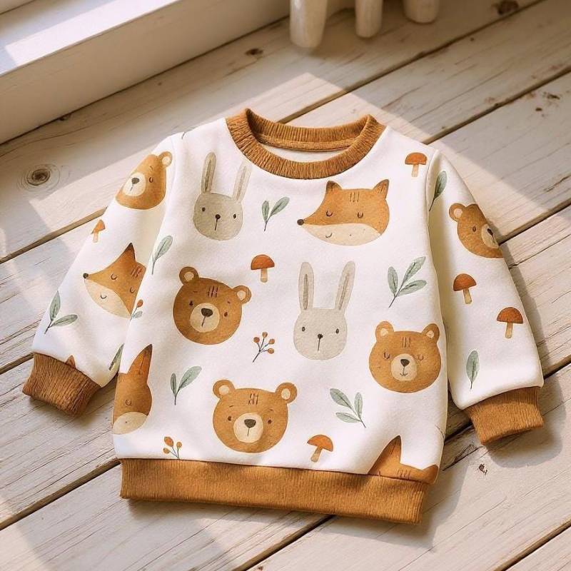Baby Pullover Niedliche Waldtiere, Sweatshirt Für Und Kind, Handmade Kinderkleidung, Nachhaltig, Unisex, Geschenk Zur Geburt von GanskleinbyDenise