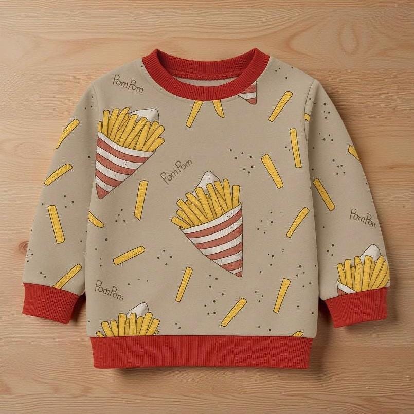 Baby Pullover Pommes - Sweatshirt Für Kinder Handgemachter Mit Motiv Bequeme Kinderkleidung Aus Baumwollstoff von GanskleinbyDenise