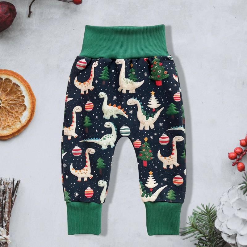 Baby Pumphose Dino Weihnachten | Winterhose Handgenähte Babyhose Mit Dinosauriern & Weihnachtsmotiv Geschenk Für Kinder von GanskleinbyDenise