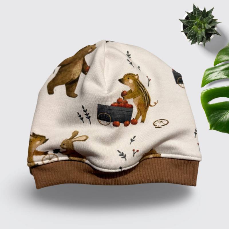 Babymütze Motiv Apfelernte, Doppellagig, Handgefertigte Beanie Mütze Für Babys Und Kinder Mit Bund, Ku 34-38 von GanskleinbyDenise