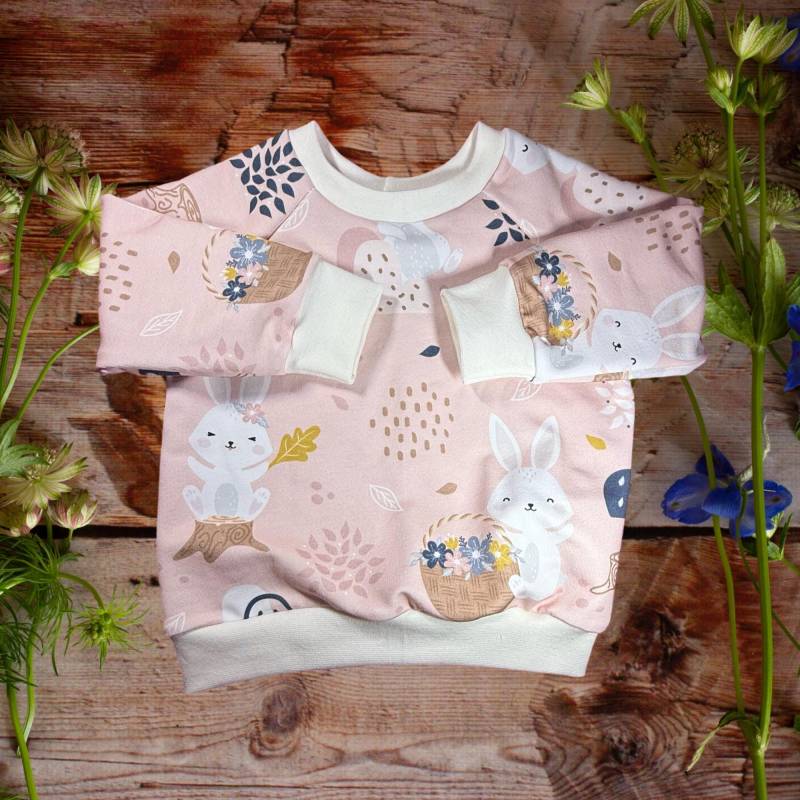 Mädchenpullover Baby, Babypullover, Kinderpullover, Mädchenpullover, Sweatshirt Mädchen, Motiv Häschen, Handgefertigt, Versch. Größen von GanskleinbyDenise