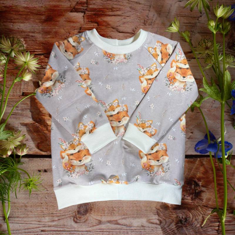 Pullover Baby, Babypullover, Kinderpullover, Mädchenpullover, Sweatshirt, Motiv Fuchsmama, Handgefertigt, Jerseypullover, Gr. 92-98 von GanskleinbyDenise