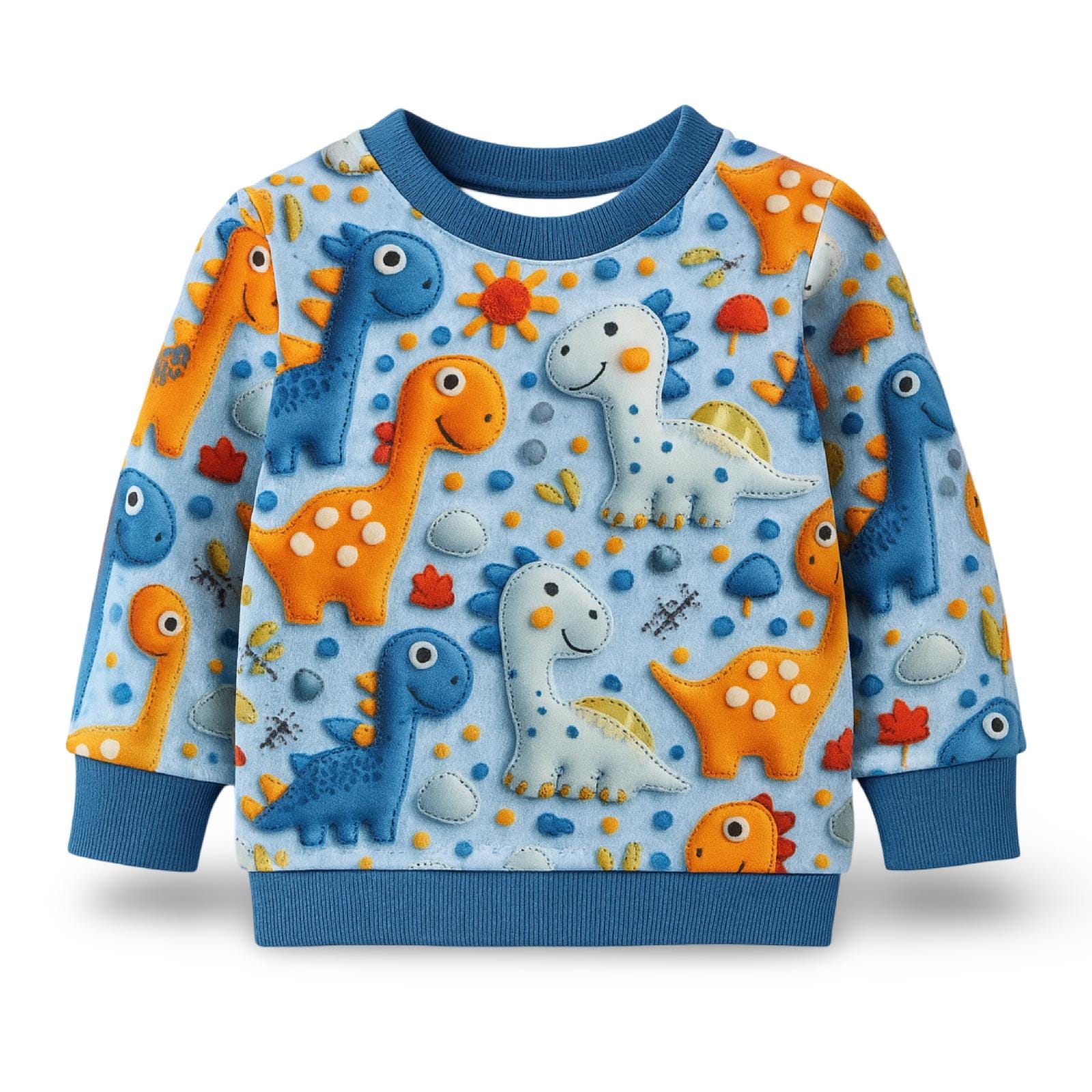 Pullover Baby Dino 3D - Handgemachter Kuschelpullover Angerauter Sweatshirt Jungen Mädchen, Langarmshirt Kinder, Versch. Größen von GanskleinbyDenise