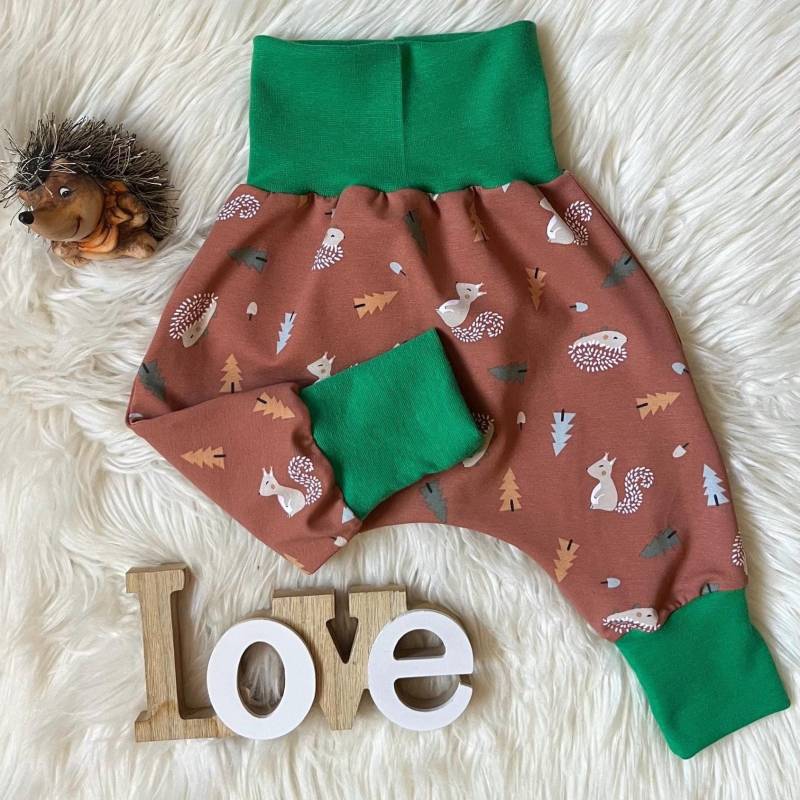 Pumphose Baby, Kinder, Jungen, Mädchen, Handmade, Motiv Igel Und Eichhörnchen, Handgefertigte Versch. Größen von GanskleinbyDenise