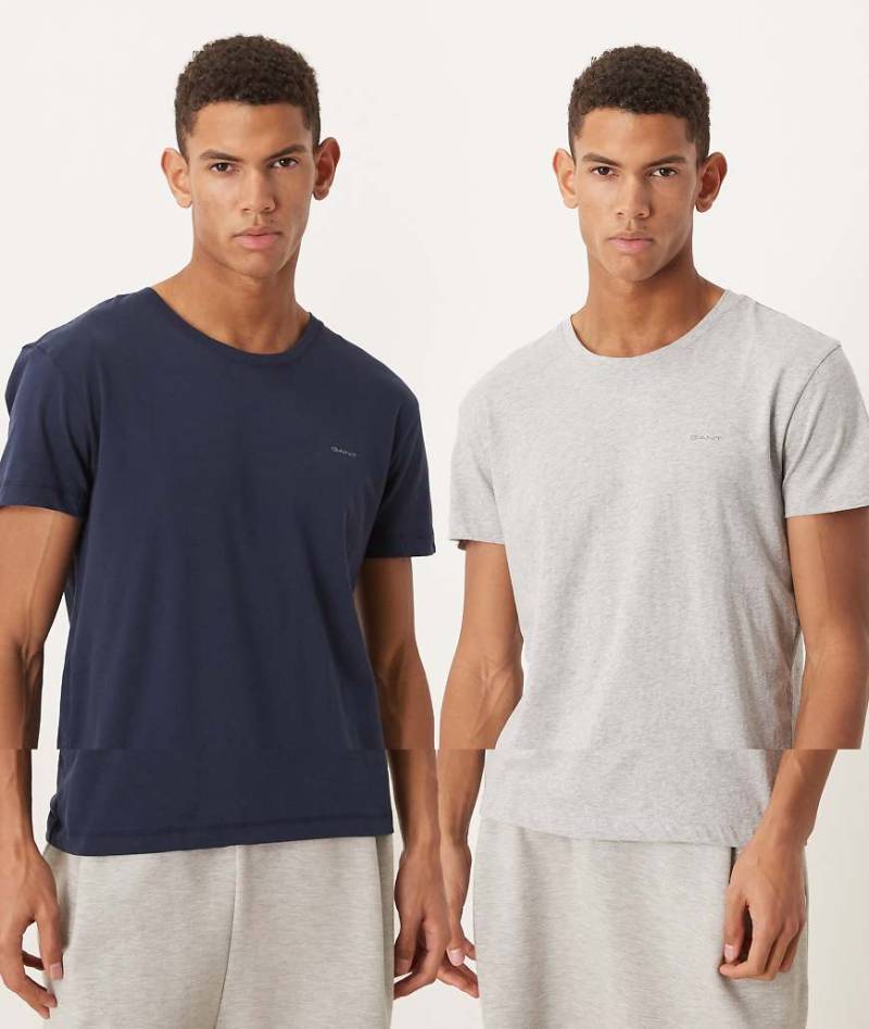 GANT - 2er-Pack Lounge-Oberteile in Marineblau und Grau mit Logo auf der Brust-Bunt von Gant