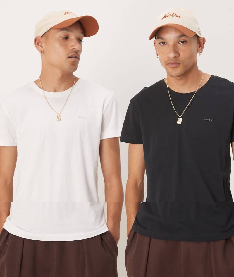 GANT - 2er-Pack Lounge-Oberteile in Schwarz und Weiß mit Wappenlogo von Gant