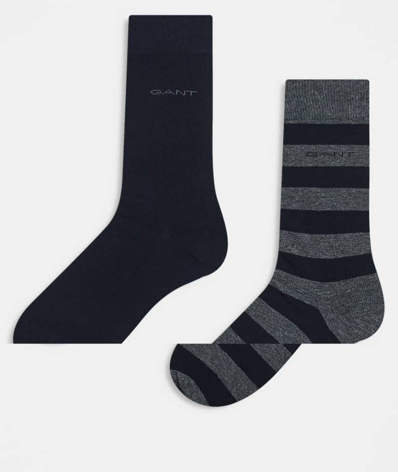 GANT - 2er-Pack Socken in einfarbig Grau und mit Blockstreifen GANT - 2er-Pack Socken in einfarbig Grau und mit Blockstreifen von Gant