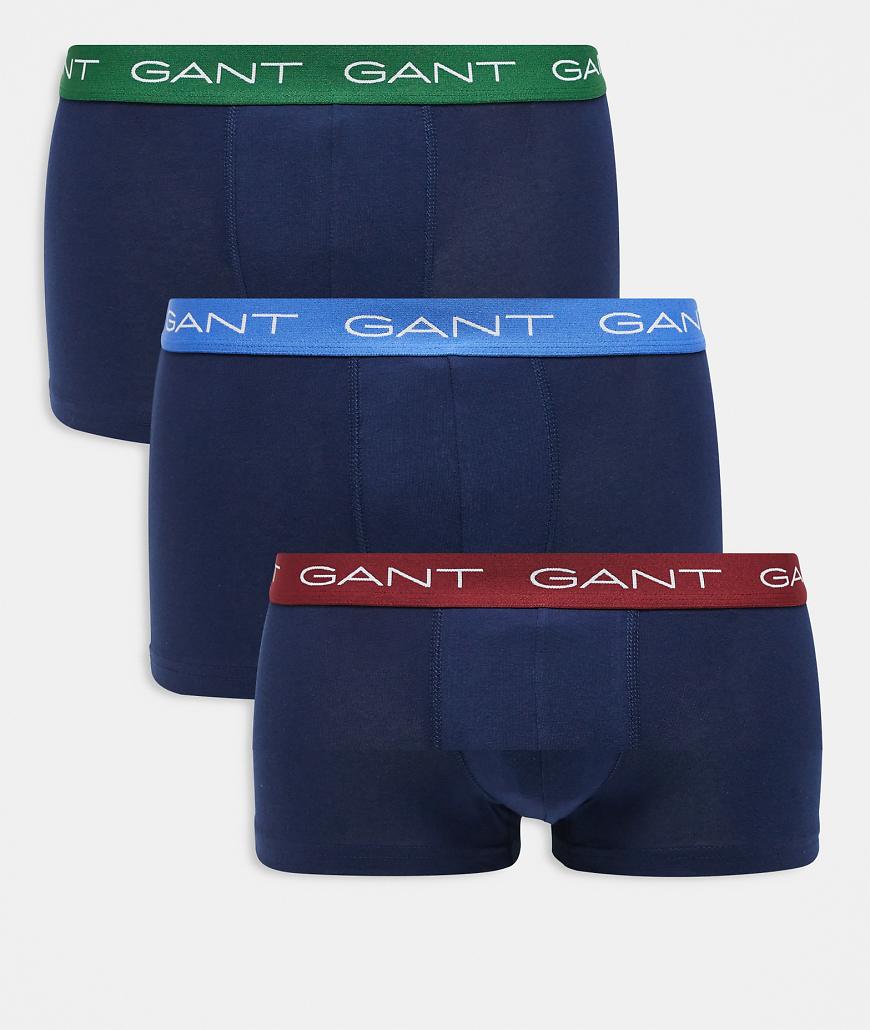 GANT ‑ 3er-Pack Trunk-Unterhosen in Marineblau mit Logobund in Kontrastfarben von Gant