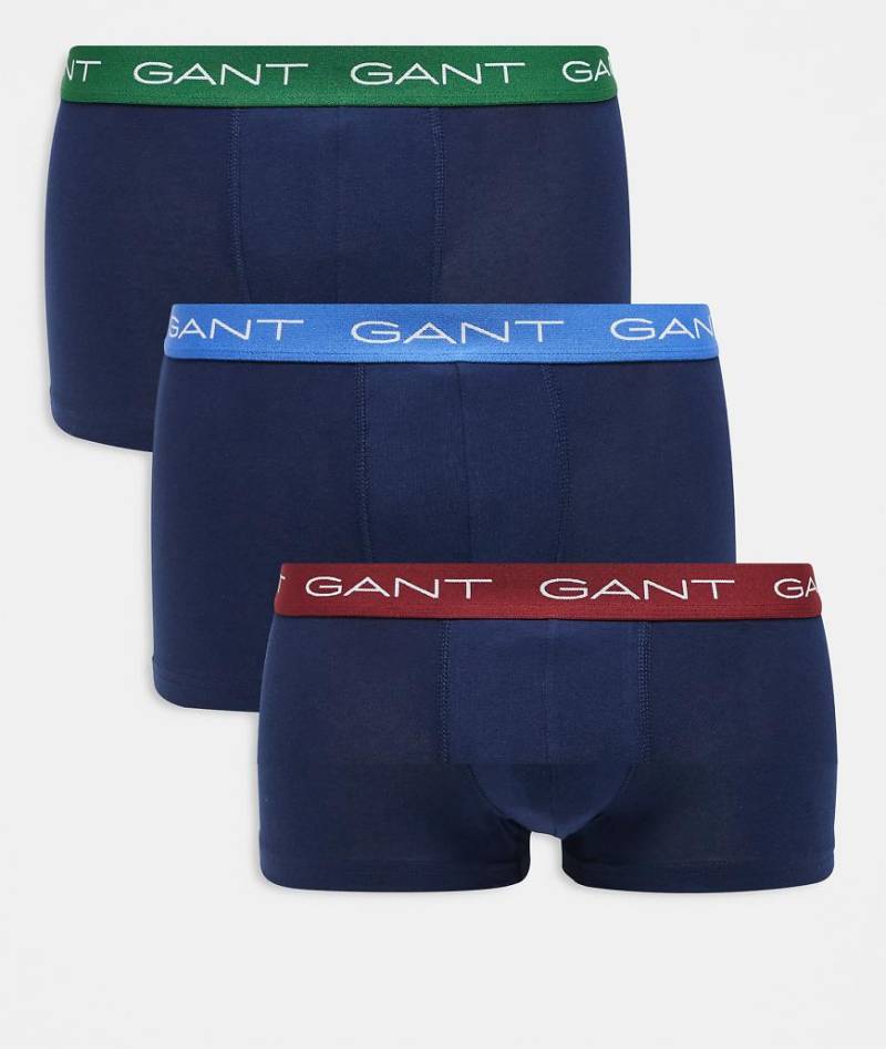 GANT ‑ 3er-Pack Trunk-Unterhosen in Marineblau mit Logobund in Kontrastfarben GANT ‑ 3er-Pack Trunk-Unterhosen in Marineblau mit Logobund in Kontrastfarben von Gant
