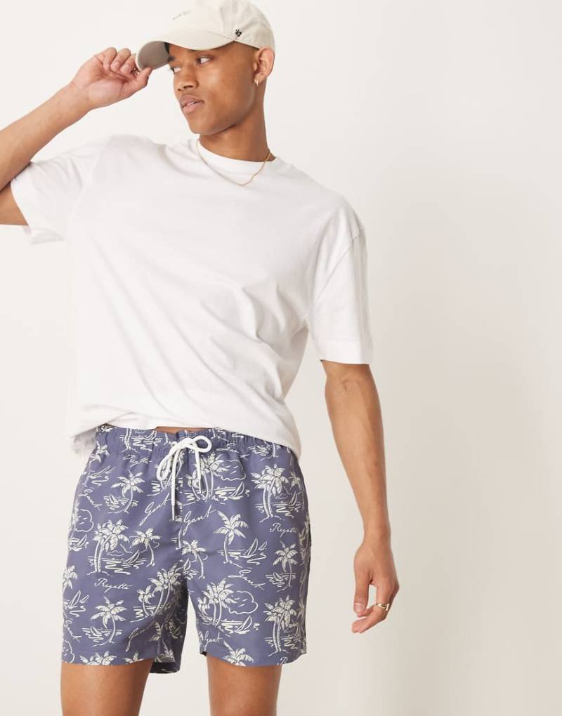 GANT - Badeshorts in Blau mit Insel-Logoprint von Gant