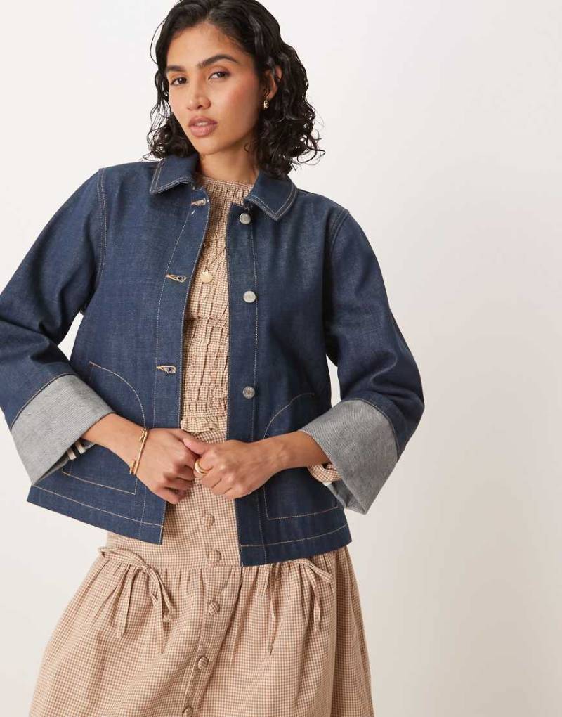 GANT - Boxy Fit Jeansjacke in Dunkelblau-Marineblau von Gant