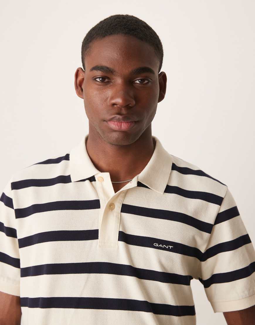 GANT - Gestreiftes Polohemd in Cremeweiß von Gant