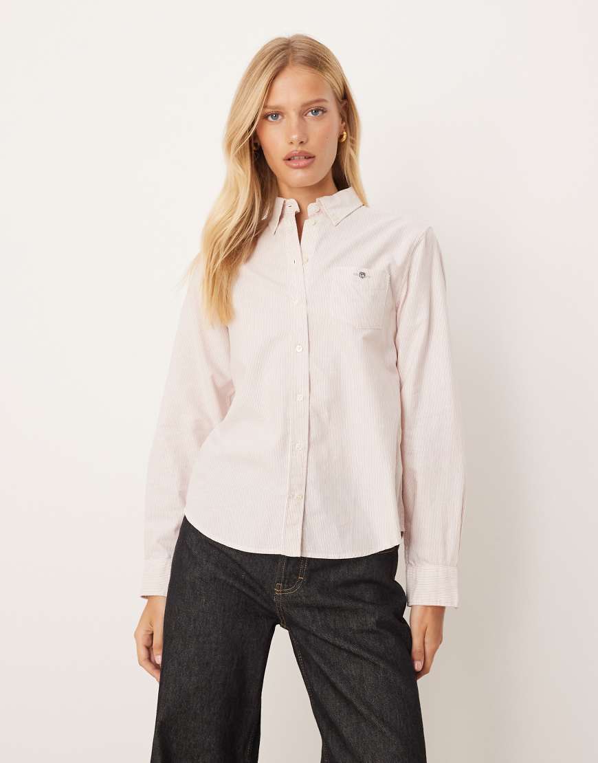 GANT - Gestreiftes Regular-Fit-Oxfordhemd in klassischem Stil in Hellrot von Gant