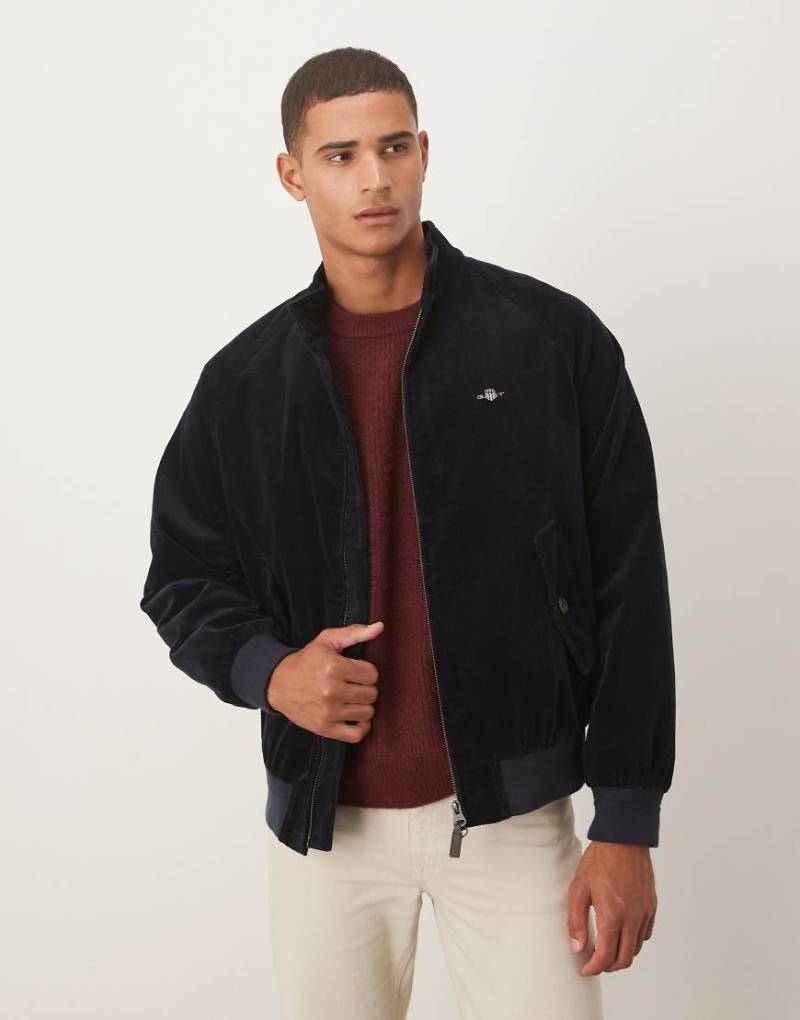 GANT - Harrington-Jacke aus Cord in dunklem Marineblau von Gant