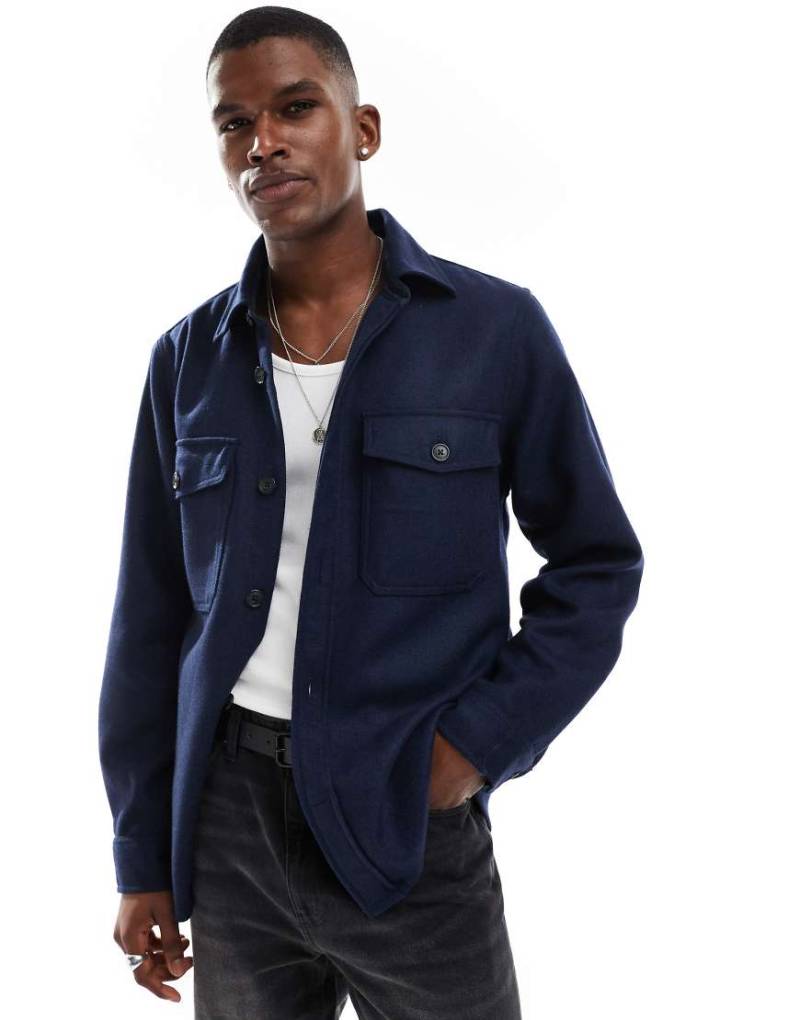 GANT - Hemdjacke aus Wollmix in Marineblau GANT - Hemdjacke aus Wollmix in Marineblau von Gant