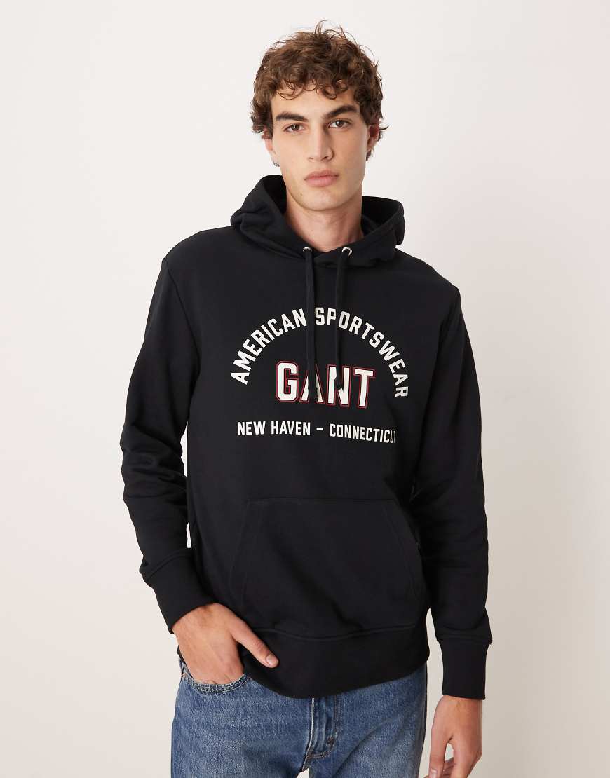GANT - Kapuzenpullover in Schwarz mit College-Logo von Gant