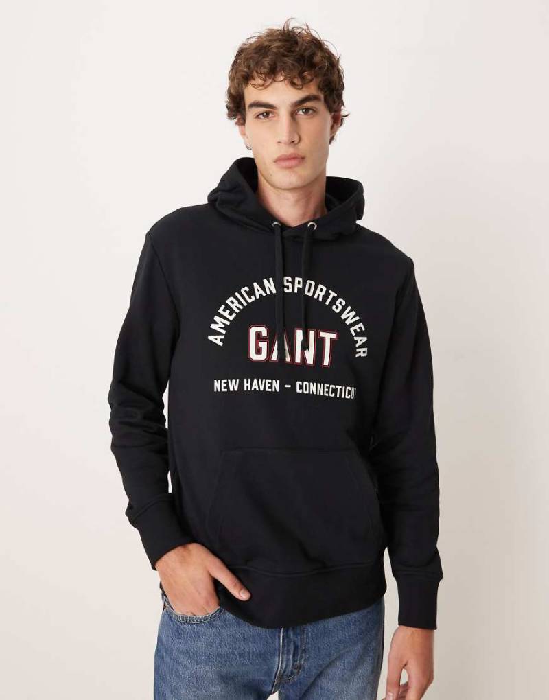 GANT - Kapuzenpullover in Schwarz mit College-Logo von Gant