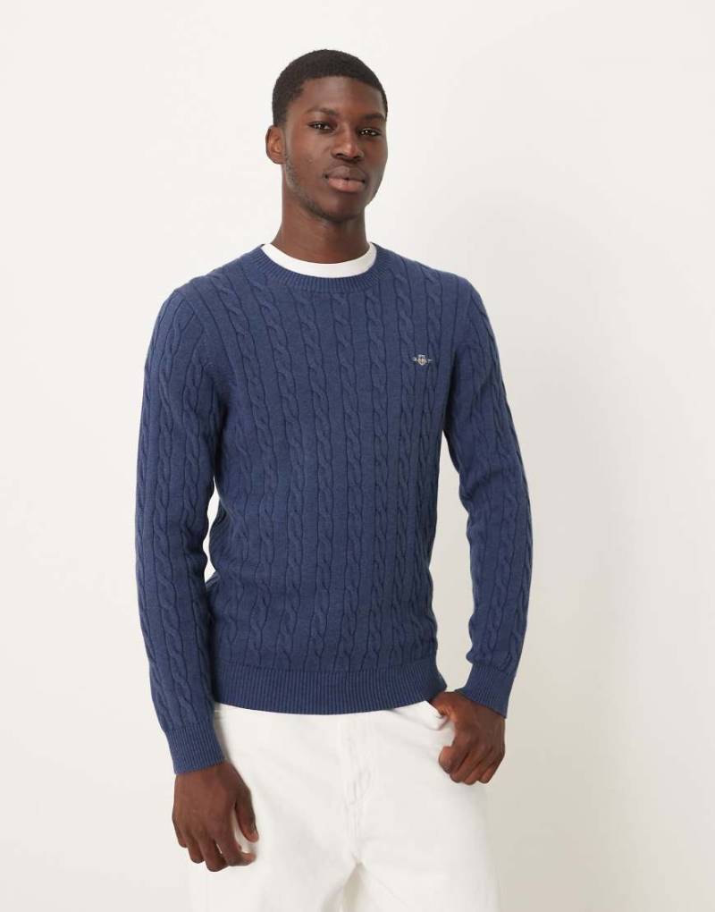 GANT - Pullover aus Baumwolle in Marineblau mit Zopfstrickmuster von Gant