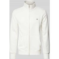 Gant Regular Fit Sweatjacke mit Label-Stitching Modell 'SGIELD' in Offwhite, Größe 4XL von Gant