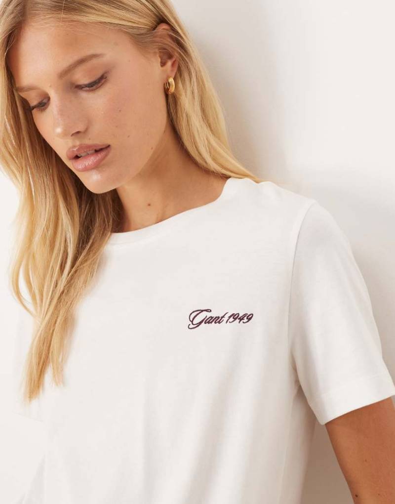 GANT - Regular-Fit-T-Shirt in Weiß mit Schriftzug-Logo von Gant