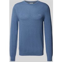 Gant Strickpullover mit Label-Stitching Modell 'PIQUE' in Jeansblau Melange, Größe 4XL von Gant