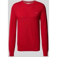 Gant Strickpullover mit Label-Stitching Modell 'PIQUE' in Rot, Größe M von Gant