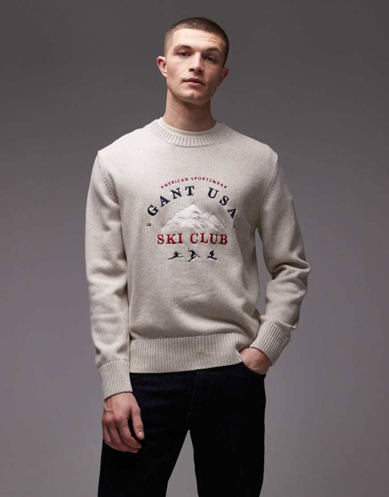 GANT - Sweatshirt in Creme mit aufgesticktem „Ski Club"-Grafikmotiv auf der Brust-Neutral von Gant