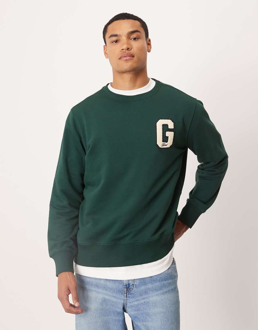 GANT - Sweatshirt in Dunkelgrün mit „G"-College-Logo von Gant