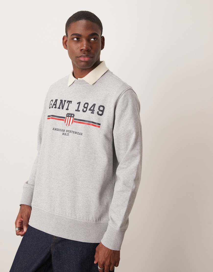 GANT - Sweatshirt in Grau mit großem Logo GANT - Sweatshirt in Grau mit großem Logo von Gant