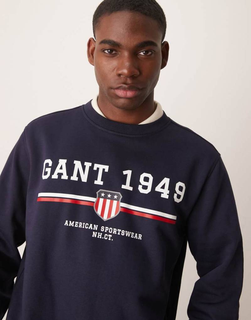 GANT - Sweatshirt in Marineblau mit großem Logo von Gant