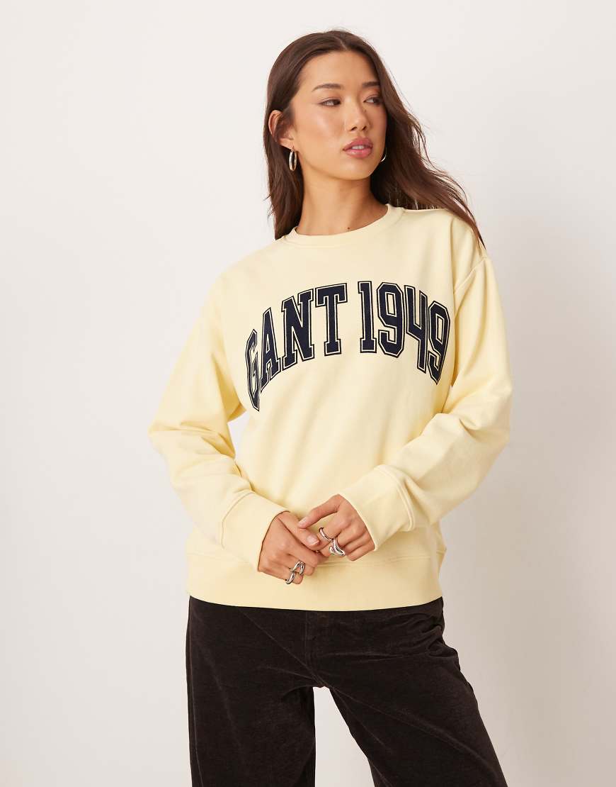 GANT - Sweatshirt in Vanillegelb mit College-Print von Gant