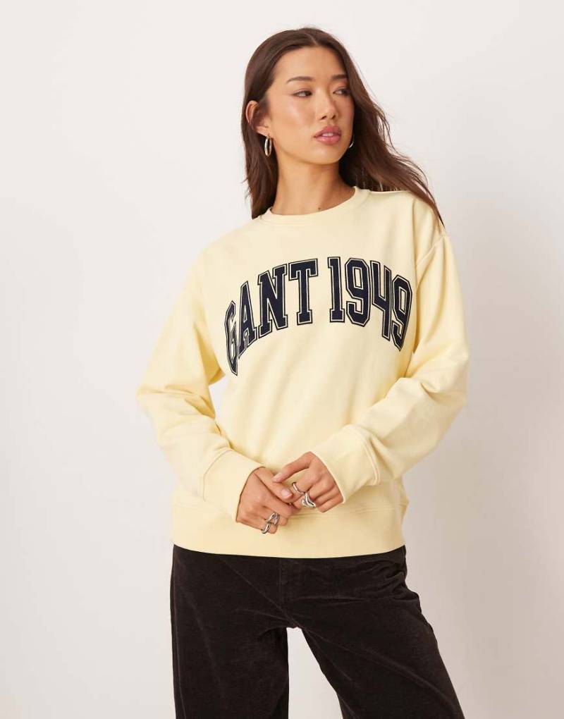 GANT - Sweatshirt in Vanillegelb mit College-Print von Gant