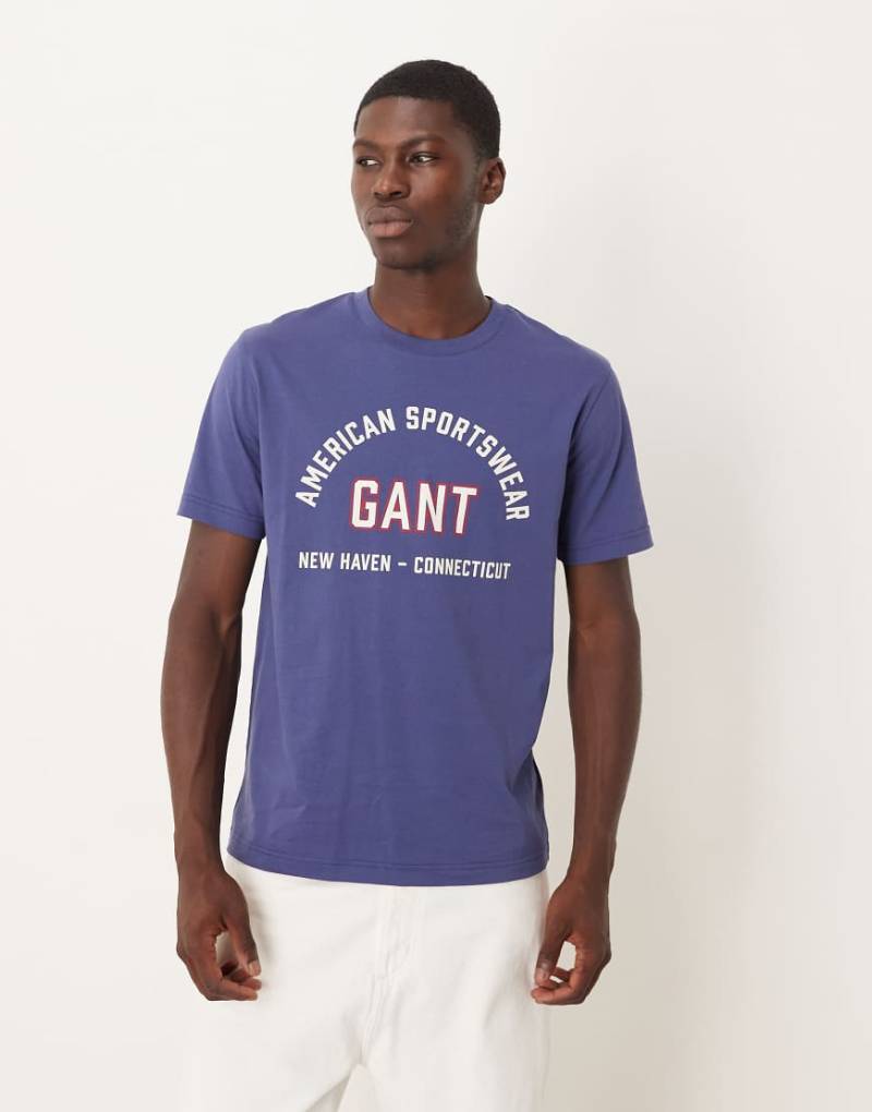 GANT - T-Shirt in Blau mit College-Logo von Gant
