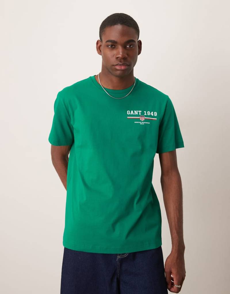 GANT - T-Shirt in Grün mit kleinem Logo von Gant