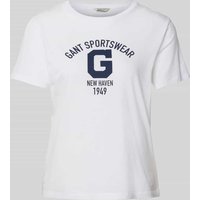 Gant T-Shirt mit Label-Print in Weiss, Größe XL von Gant