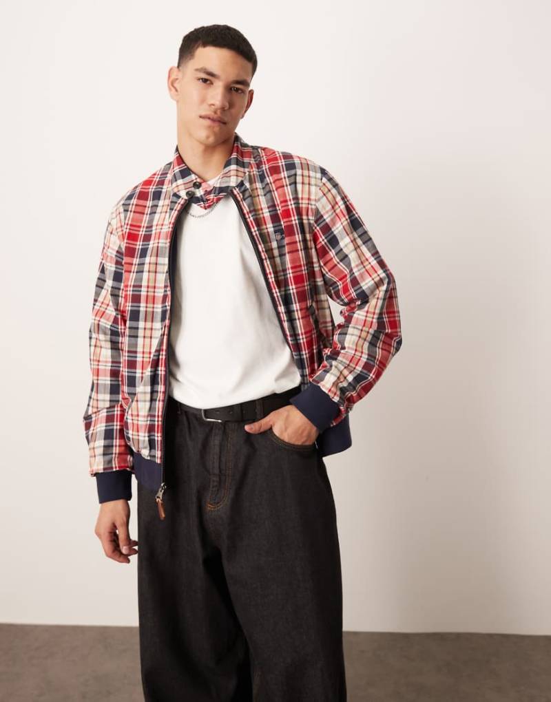 GANT - Wendbare Harrington-Jacke in einfarbigem Marineblau und mit Karomuster von Gant