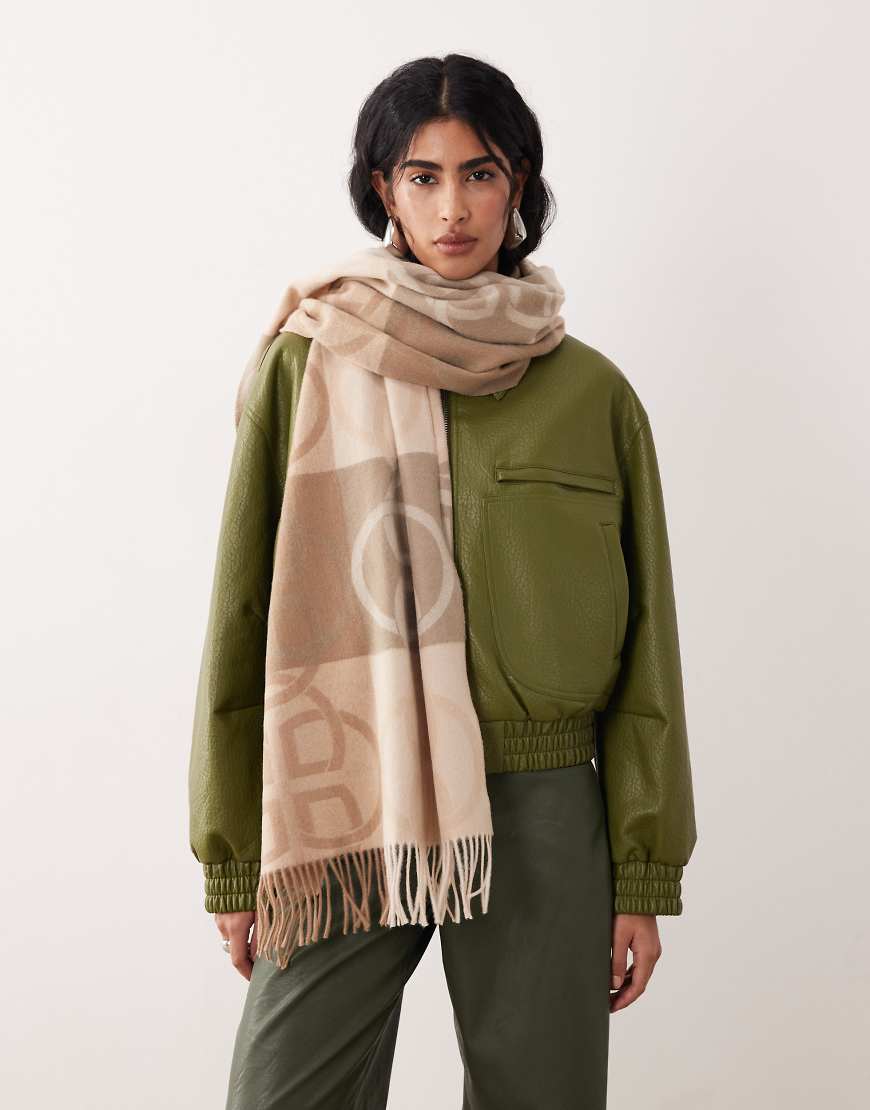 GANT - Wollschal in Beige mit Monogrammmuster-Neutral von Gant