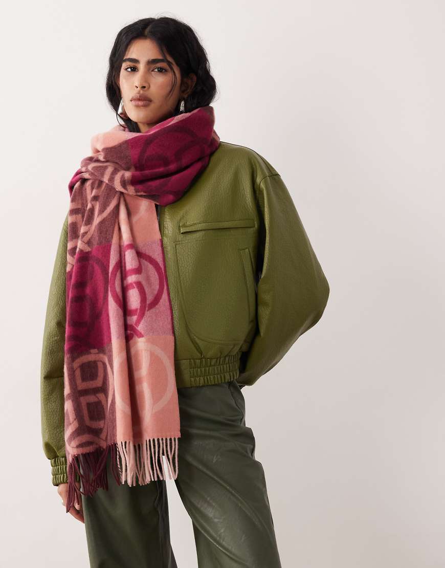 GANT - Wollschal in Pflaume mit Monogrammmuster-Rot von Gant