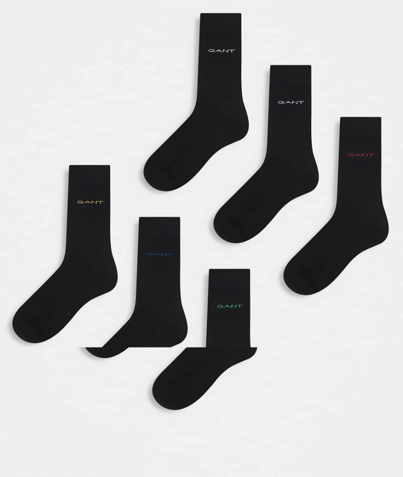Gant - 6er-Pack Socken in Schwarz mit Logo von Gant