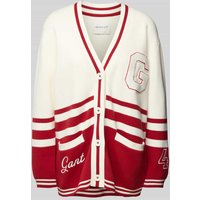 Gant Cardigan mit Label-Stitching in Offwhite, Größe M von Gant