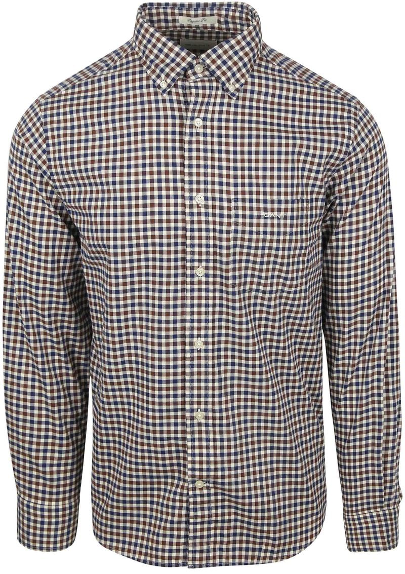 Gant Casual Hemd Twill Blau Braun - Größe XL von Gant